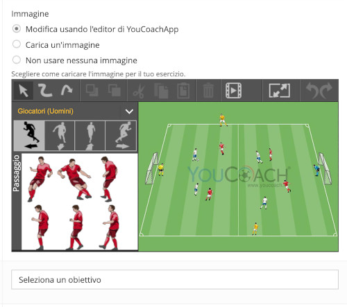 Crea i tuoi esercizi di calcio con l'editor di YouCoachApp