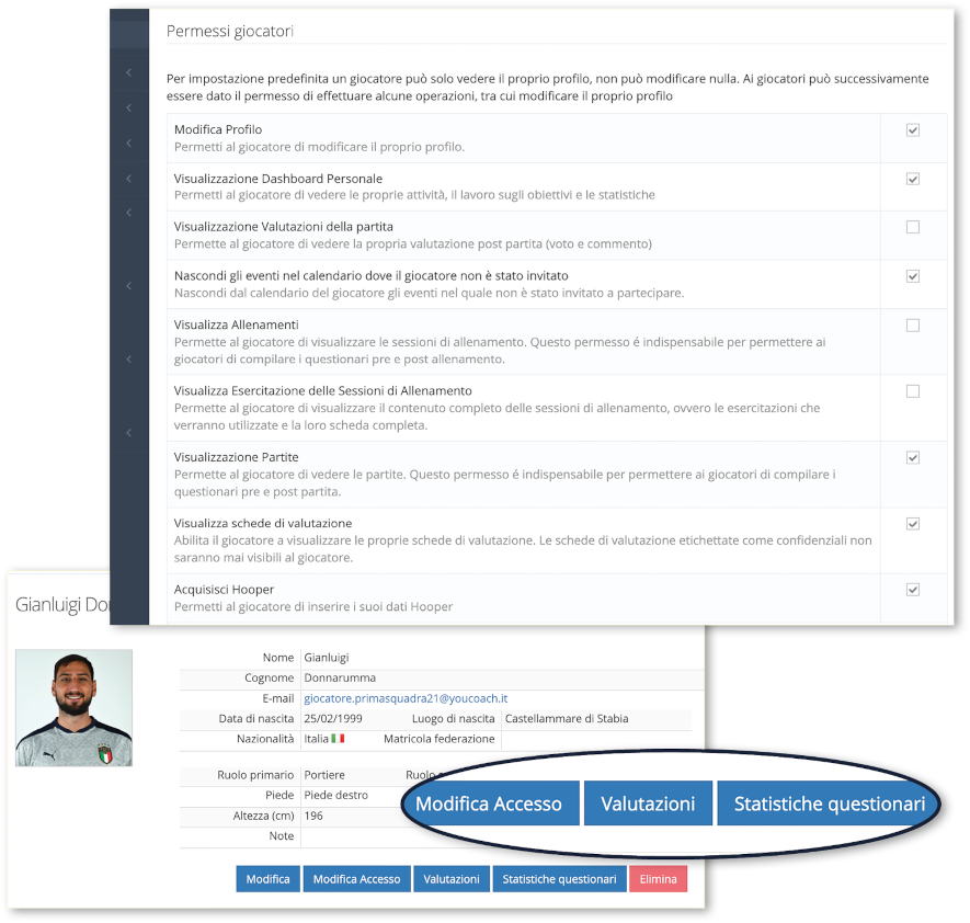 Permessi giocatore YouCoachapp