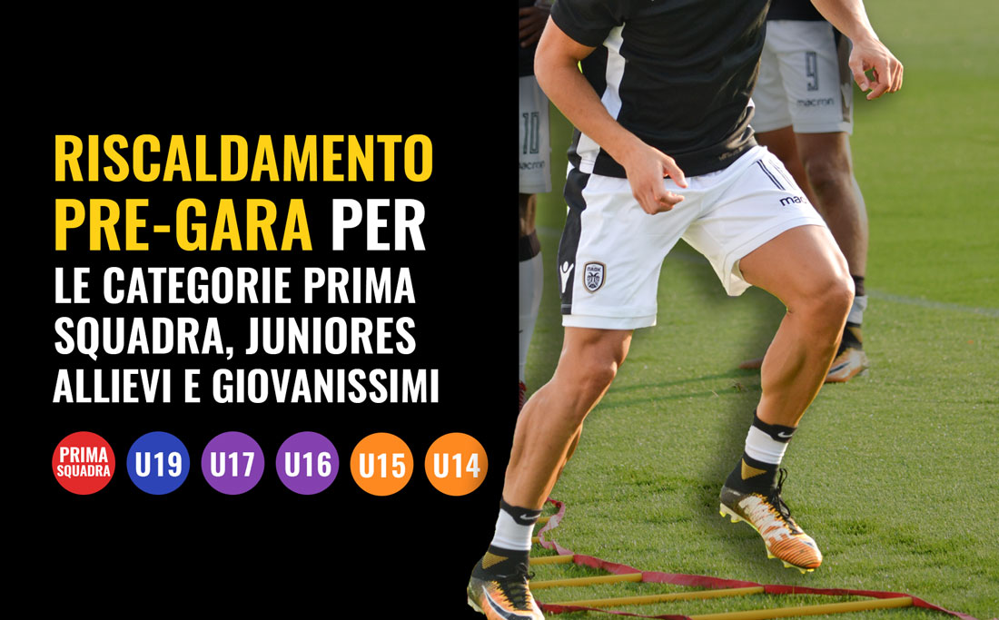 Riscaldamento pre-gara prima squadra, juniores, allievi, giovanissimi