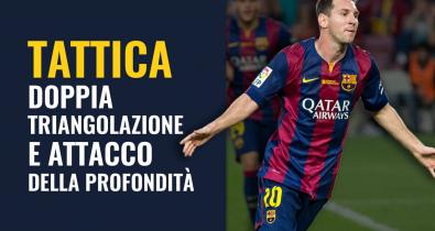 Gestione della palla su tre lati, schiacciamento della linea difensiva, attacco della profondità e triangolazione doppia: il gol di Messi contro la Roma