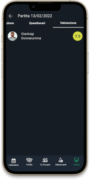 Valutazione partita giocatore YouCoachApp mobile